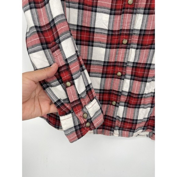Jachs Girlfriend Red and Black Plaid Button Down 100% Cotton Flannel Medium - Picture 4 of 7